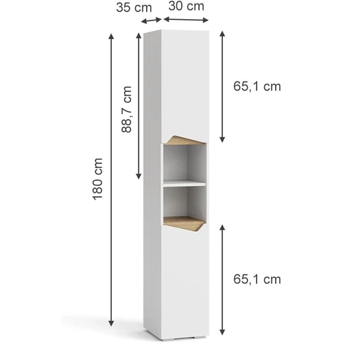 Vicco Marelle magas álló szekrény, fehér-tölgy, 180 cm 