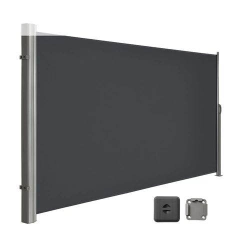 Kültéri kihúzható szélfogó, térelválasztó–160×450 cm, antracit
