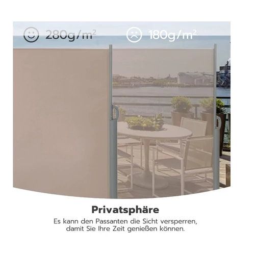 Kültéri kihúzható szélfogó, térelválasztó–160×400 cm,taupe