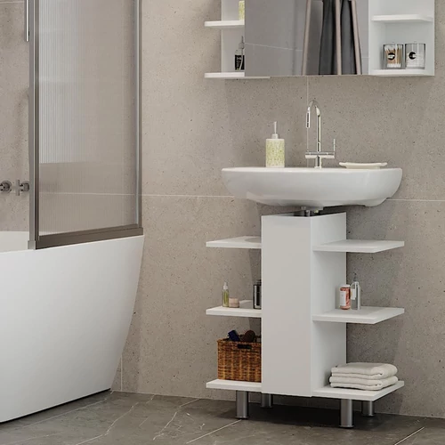 Vicco Fynn 60 cm mosdószekrény – fehér, nyitott polcokkal