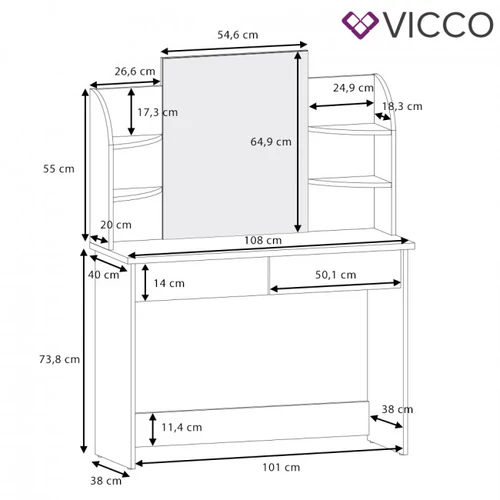 Vicco “Charlotte” 1471 fésülködőasztal, fekete