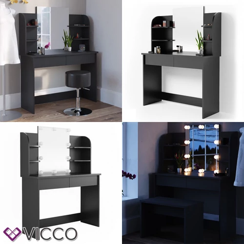 Vicco “Charlotte” 1471 fésülködőasztal, fekete
