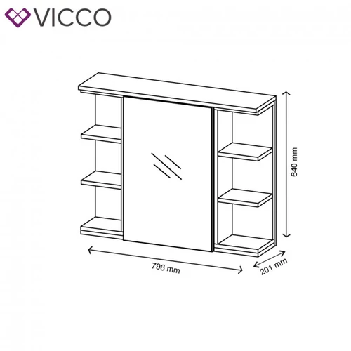 Vicco Aquis nyitott tükrös szekrény 80×64 cm, fehér-sonoma