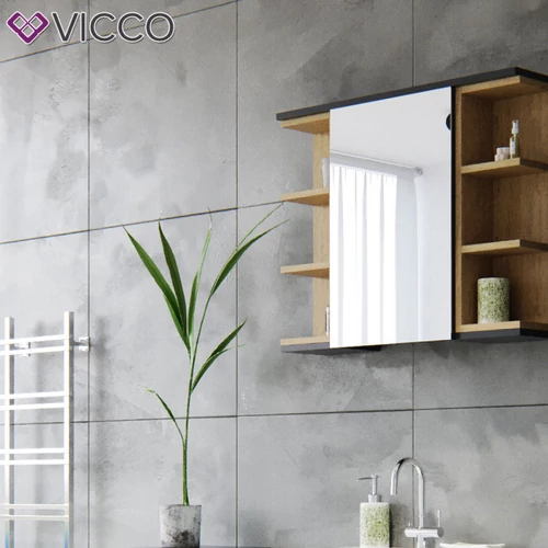 Vicco Aquis 1382 nyitott tükrös szekrény 80×64 cm, antracit-tölgy