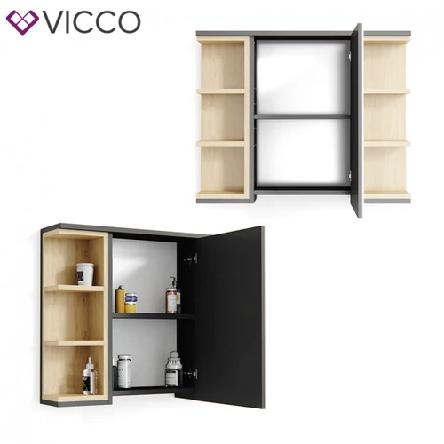 Vicco Aquis 1382 nyitott tükrös szekrény 80×64 cm, antracit-tölgy