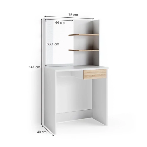 Vicco “Dekos” 2460 fésülködőasztal, 75 cm, fehér-sonoma