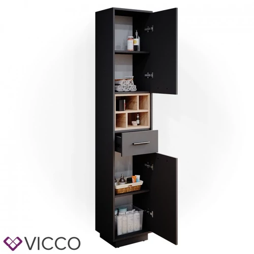  Fürdőszoba szekrény, 190 cm, antracit-tölgy, Vicco Beatrice 3569
