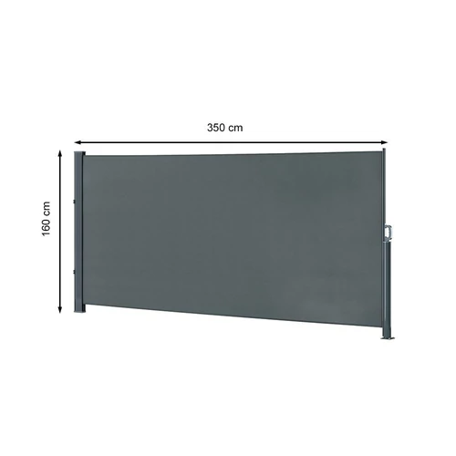 Kihúzható szélfogó, térelválasztó, oldalsó napellenző 100 x 300 cm, sötétszürke